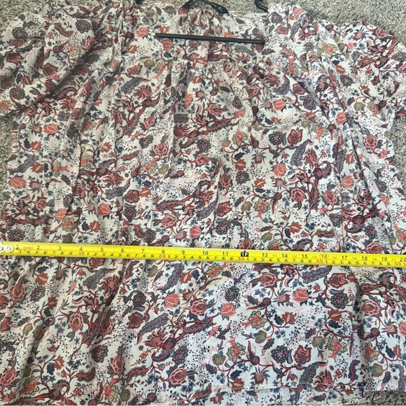 Zara 100% Silk Bohemian Peasant Print Blouse‎ Large - Picture 7 of 9
